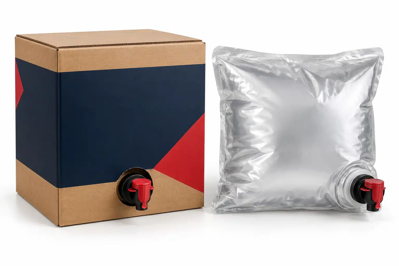 Exemplo ilustrativo de bolsa com válvula e caixa externa.